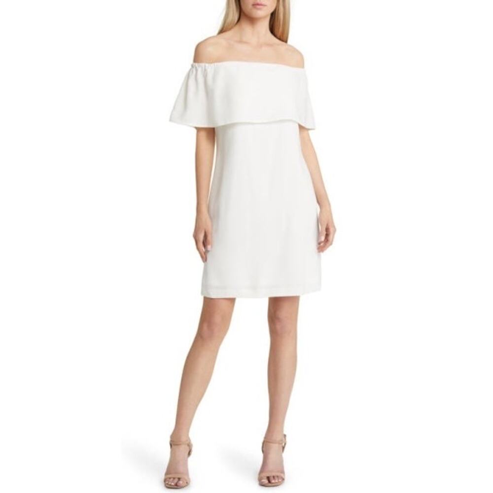Charles Henry Ivory White Off Shoulder Ruffle Dress L NWT Bridal Bachelorette